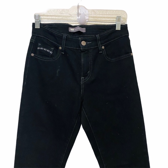 Levis Black Mid Rise Skinny Denim Jeans Sz 28 - Picture 2 of 8